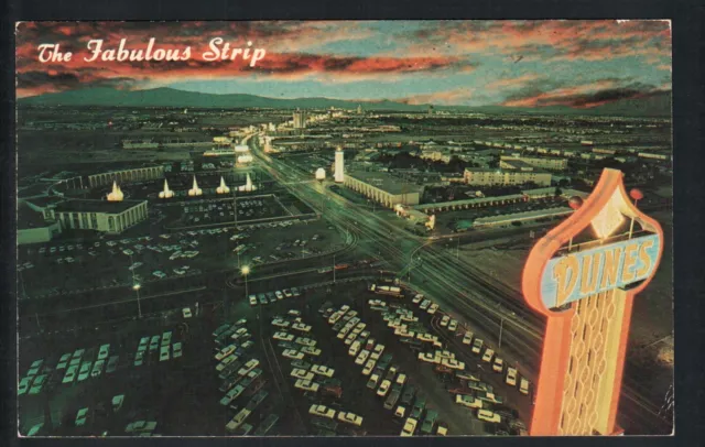 LAS VEGAS, NV * THE FABULOUS STRIP from TOP of DUNES HOTEL * POSTED 1970  CHROME