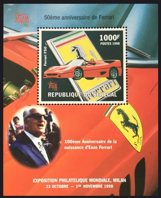 Senegal 1998 MNH MS, Cars, Enzo Ferrari, Auto Racing, F50, Sports