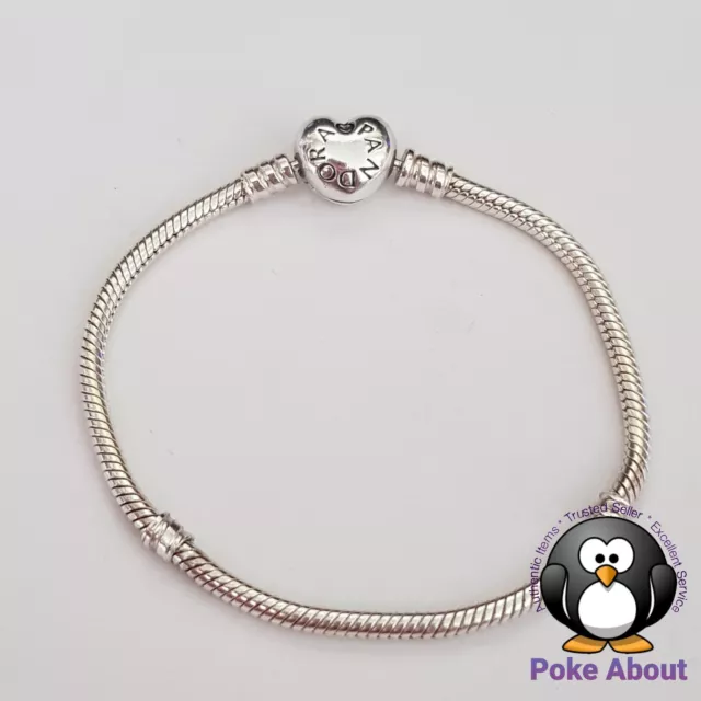 Genuine Pandora Moments Heart Clasp Signature Logo Silver Bracelet 590719 18.5cm