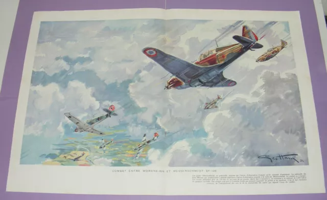 L'illustration 1940 Aquarelles Geo Ham Avions Chasse Française Allemande 1935