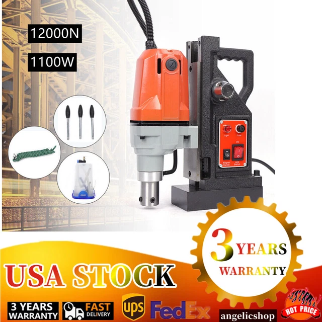 Mag Drill Press Electric Magnetic Drill 1100W 1-1/2" Boring 2,700 Lbs 550 RPM US