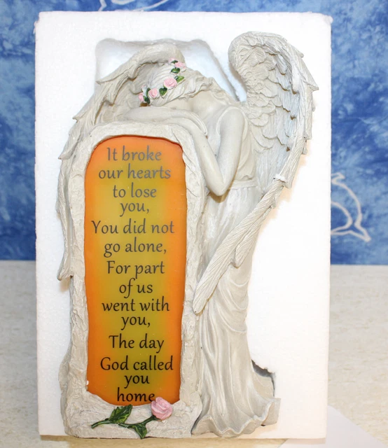 SOLAR POWERED LOVED One Sentimental Verse Weeping Angel Memorial Garden
