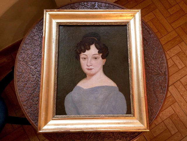 Oil portrait of Lady French Empire Period with Empire Frame - XIX - 1815 to 1820