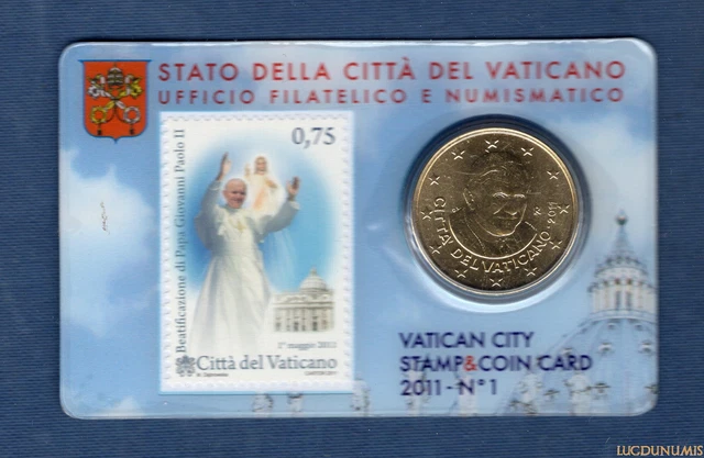 Vatican 2011 50 Centimes D'Euro BU FDC Coin Card N°1 - Vaticano