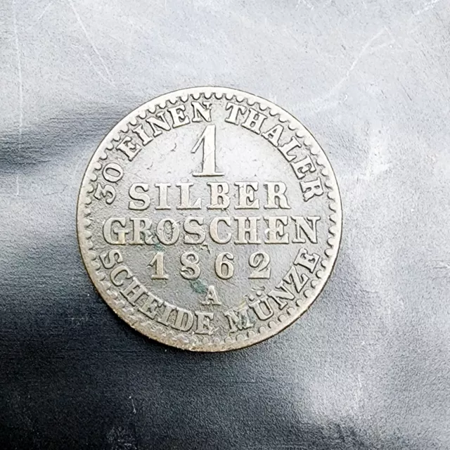 1862-A Silver Prussia German State Groschen KM485 VF Collectible Coin 🪙🇩🇪