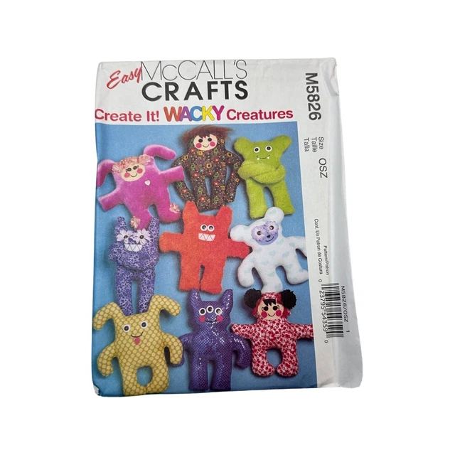M5826 McCall's Craft Wacky Creatures 9 variaciones patrón de costura sin cortar