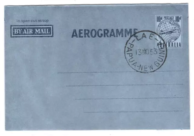 AUSTRALIA USED PAPUA NEW GUINEA AIR LETTER Postal Stationery Lae 1953 KA622 2