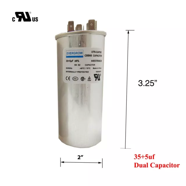 35+5 uF 440 VAC Genteq GE Capacitor 35/5 Dual MFD Run Round C4355R 97F9848 3