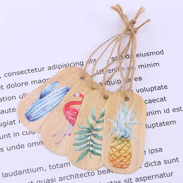 200 piezas Flamingos Cactus Piña Hoja Verde Papel Regalo Etiquetas Etiquetas Camiseta de Boda