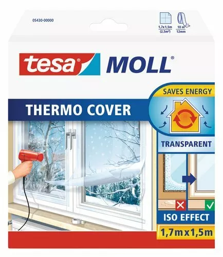 tesa Thermocover Insulating Film window Cover, Choice of size - Transparent