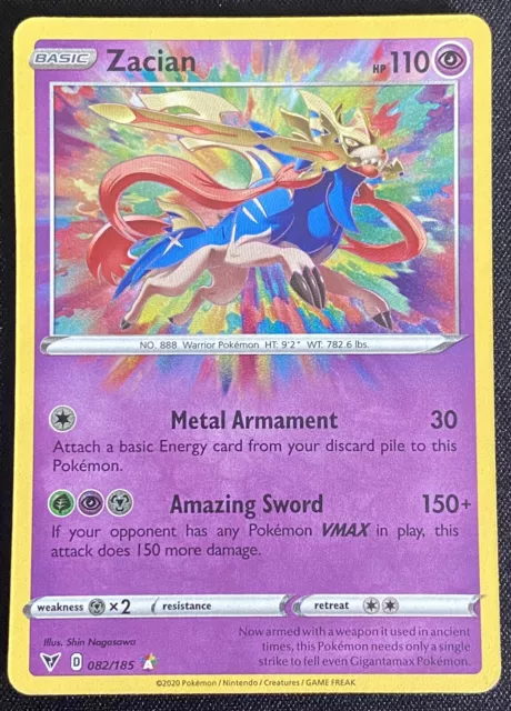 Zacian - 082/185 - Vivid Voltage - Amazing Rare Pokemon Card NM