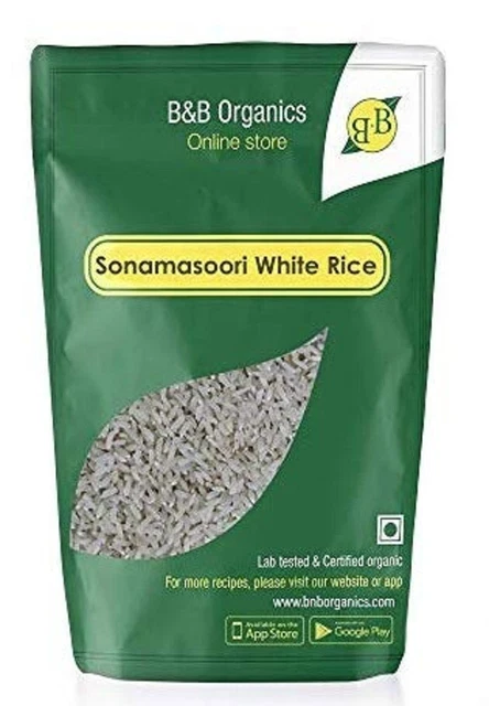 Weißer Bio-Reis Sona Masoori Ballaststoffreicher Reis Packung mit 1 kg