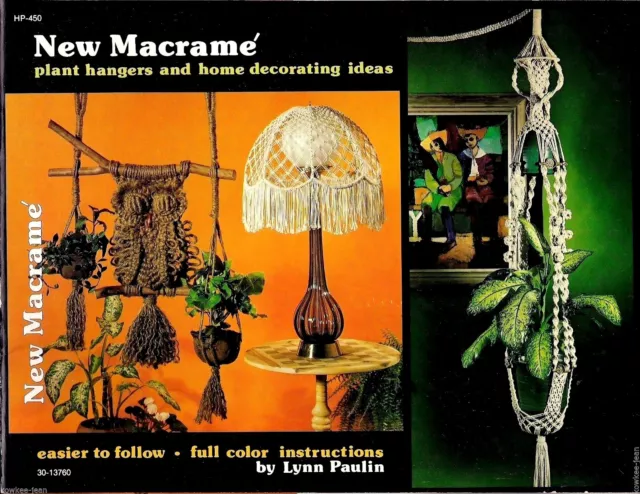 New Macrame patterns: OWL, plant hangers, home decor, lamp shades. Vintage. 1976