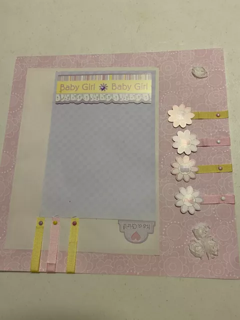 Handmade Pre-made Scrapbook page. - Baby Girl 1