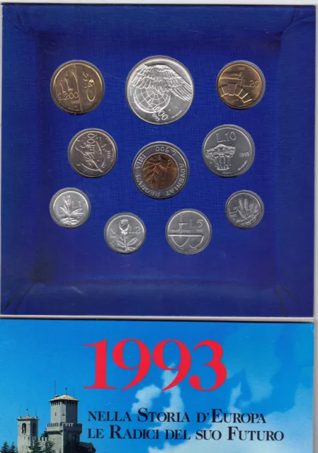 San Marino Kursmünzensatz 1993: 1-1000 Lire: 10 Stück Sammler collector