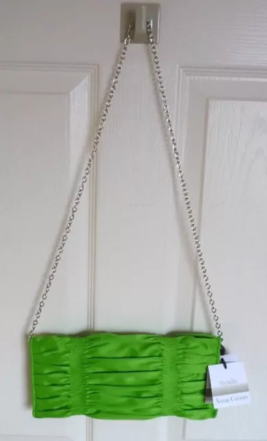 ANNA CECERE(£79RRP)BRIGHT GREEN Satin Pochette Clutch / Shoulder Bag ...
