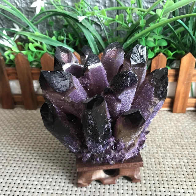 902g New Find purple Phantom Quartz Crystal Cluster Mineral Specimen Healing