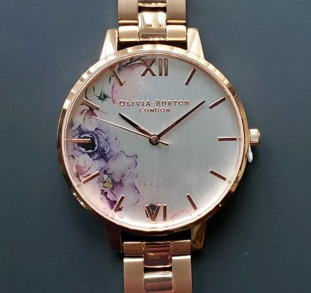 Olivia Burton Agua Color Reloj Con 38mm Plata Esfera Con Patrón Floral