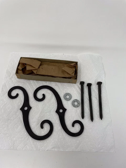 Lot of 4 Vintage Exterior Shutter Dog S Hook Black Blind Hardware Scroll Metal