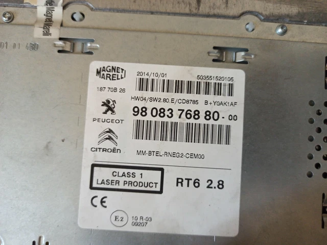 PEUGEOT CITROEN C4 Multimedia Gps Car Radio, Ds4 Rneg2 Rt6. Coding ...