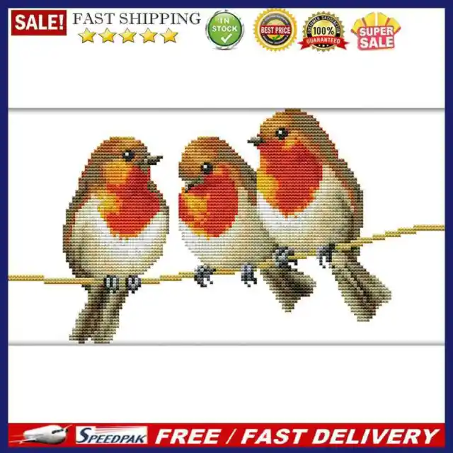 Home Decor DIY Cross Stitch Kits 14CT Stamped Cute Bird Embroidery Art Canvas
