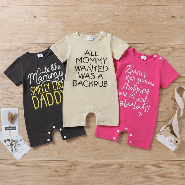 Newborn Infant Baby Boy Girl Letter Short Sleeve Romper Jumpsuit Outfits Clothes