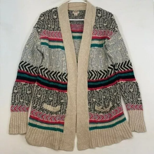 Mossimo Supply Co. Cardigan Sweater with Pockets, Chunky Knit Multicolor Medium