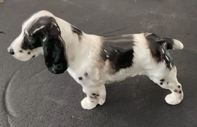 Vintage Royal Doulton Black White English Springer Spaniel Figurine HN1078 Dog