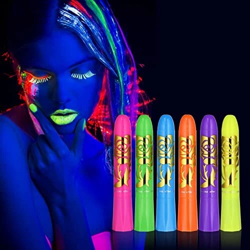AOOWU Peinture Fluorescents UV 6 Crayons De Peinture UV Néon Pour Le Visage E...