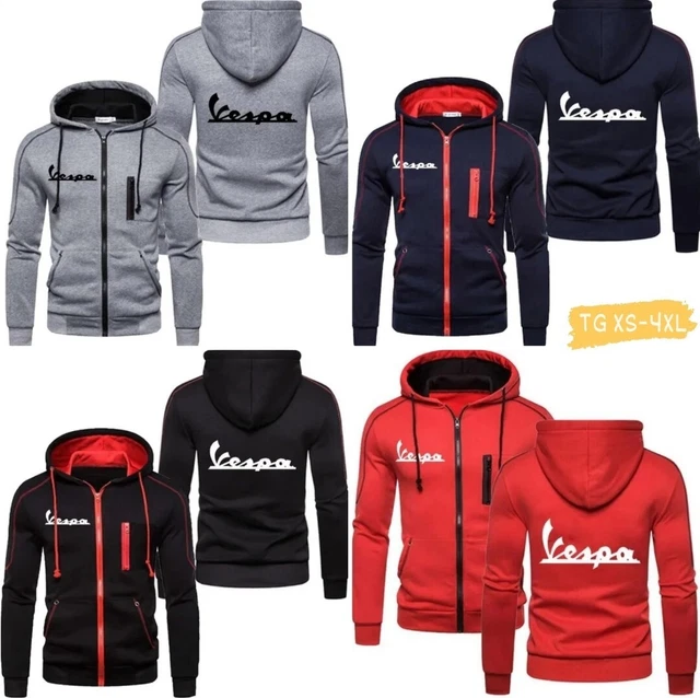 Felpa Vespa giacca con cappuccio uomo TG L Moto sport da passeggio invernale zip