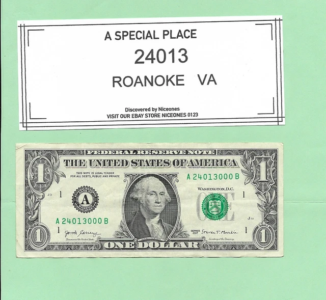 Zip Code  '24013'  ... Roanoke, Virginia  ... 2017 $1  A 24013 000 B    24013