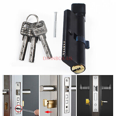 70mm Pure Brass Mortise Cylinder Door Lock Core High Security W/ 3 Keys Black