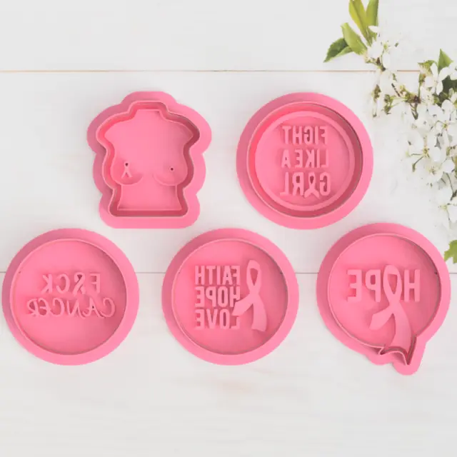 Cancer Cookie Cutter & Stamp Embosser Set Supportive & Awareness