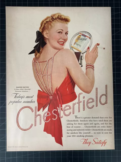 Vintage 1941 Chesterfield Cigarettes Print Ad