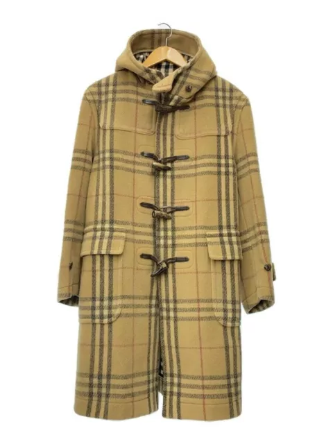 Burberry London Duffle Coat size M Wool Camel Check Pattern Toggle Hood Men's