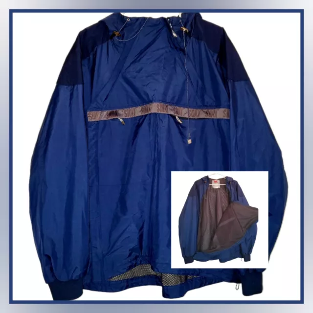 SWIX Technical Wear Navy Blue Hooded Pullover Lined Vented Coat Mens Large