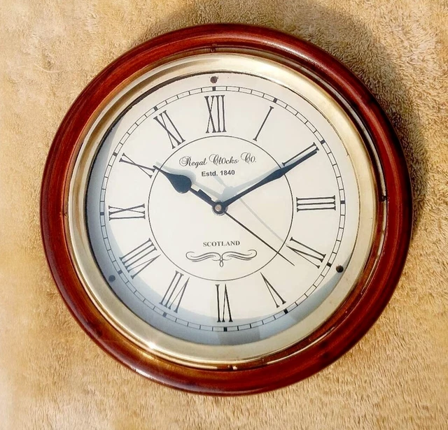 Vintage Stylish Wall Clock Wooden Nautical Designer Home Office Room 30cm/ 12"