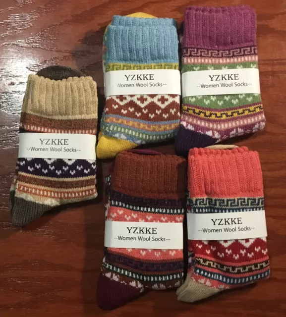 YZKKE Crew Socks Womens 5 to 9 Vintage Winter Soft Warm Thick Cold Knit Wool