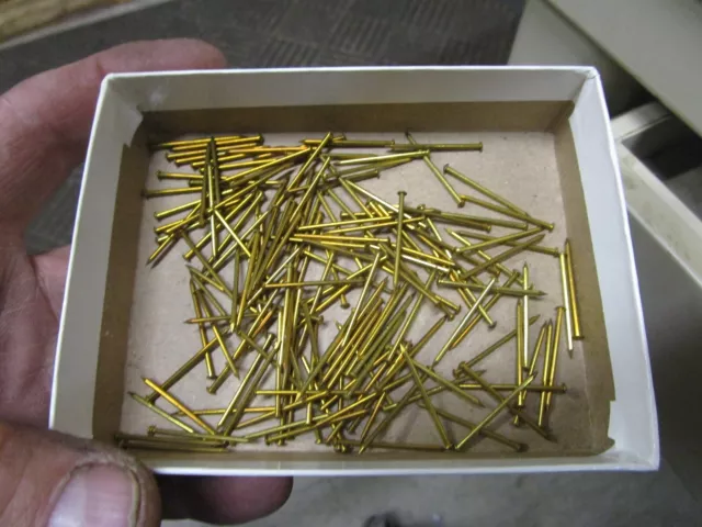 150 NOS Vintage #18 X 1" Brass Escutcheon Pins Dome Head Brad Nails 3/64" Dia.