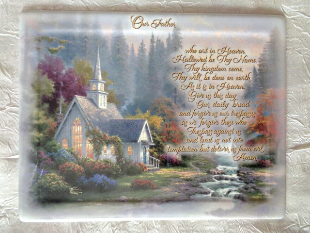 Thomas Kinkade THE FOREST CHAPEL Plaque Plate  THE LORDS PRAYER  1st Issue B8837