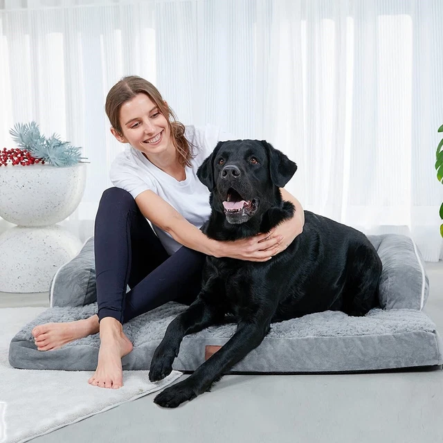 SheSpire Gray Orthopedic Foam Dog Bed Memory Foam Bolster Pet Sofa for All Dogs