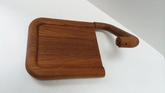 Vtg Teak Cheese Board with Wire Cutter Built In