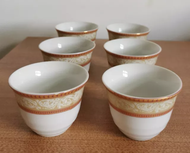 6 x Vintage Asian Sipper Tea Cups - Japanese / Chinese / Floral Pattern 2