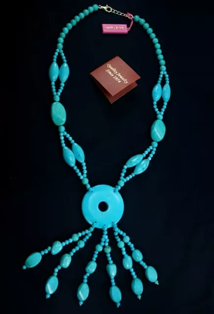 Turquoise Necklace Hand Made Sterling Silver Clasp 25.5" Brand New ss