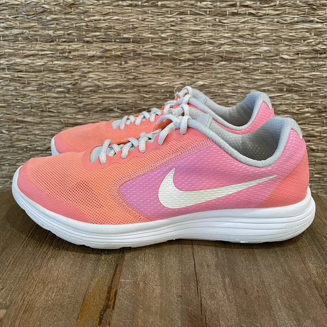 NIKE REVOLUTION 3 SE GS Lava Glow Platinum Running Shoes Girls