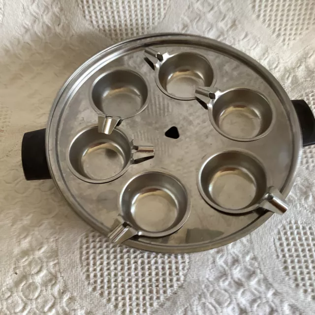 Sartén de 6 copas de huevos extraíbles de acero inoxidable vintage, sin tapa