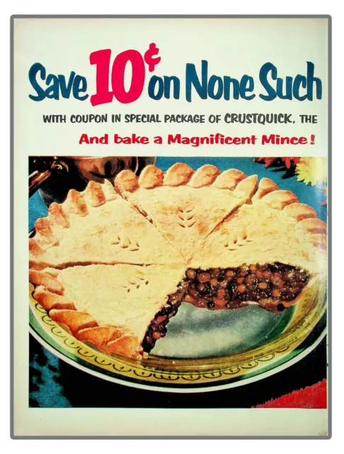 None Such MINCE MEAT PIE HOLIDAY 1952 Vintage Print Ad