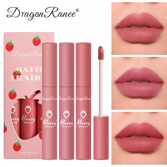 3 PCS/Set Long Lasting Lip Gloss Beauty Glazed Matte Liquid Lipstick Lip Make-up