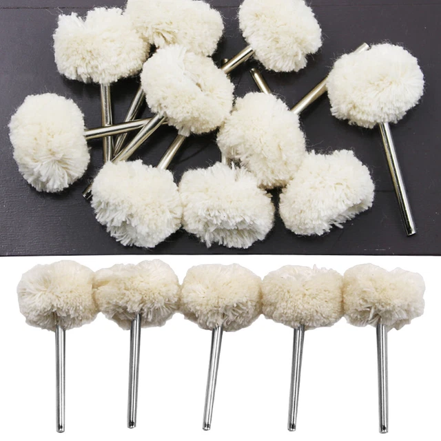 10pcs 3.0 Handle Mounted Wool Polishing Wheel for Rotary Tools Surface Polishing
