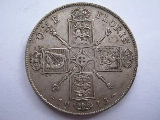 1913 George V silver Florin VF #1